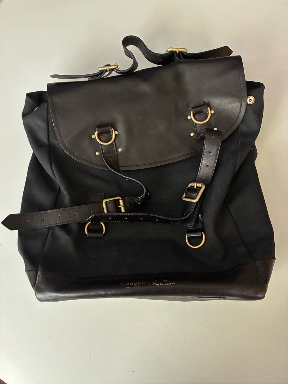 Timbuk2 x PHOEBE DAHL Travel JET SET Convertible Backpack Black Canvas Leather